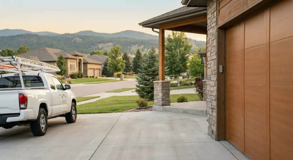 clean, installed garage door with smooth finish