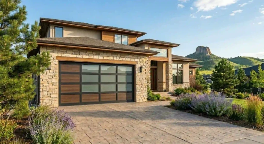 Clean, newly installed garage door on residential home