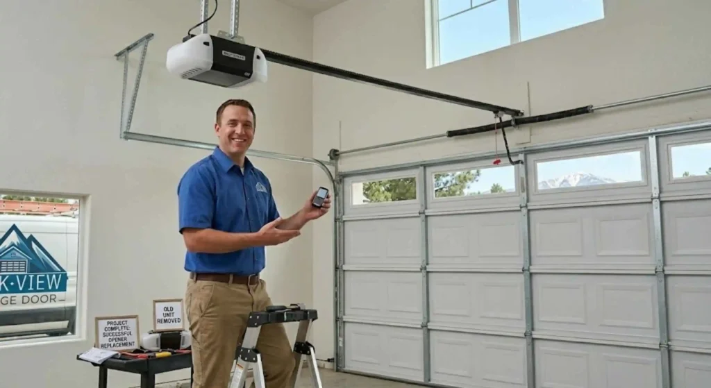 Completed garage door opener replacement project in Elizabeth CO
