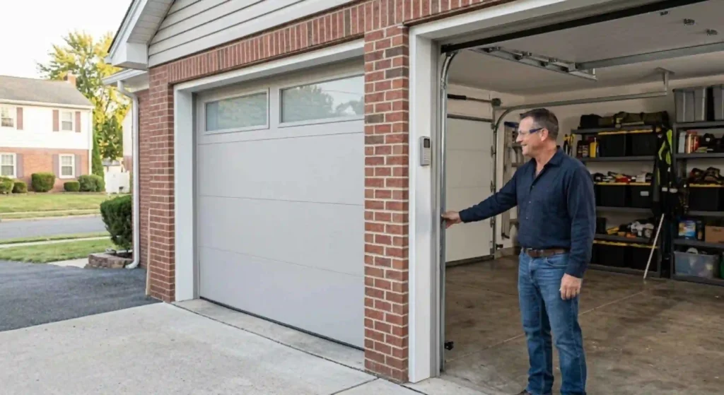 Garage door operating smoothly after hardware replacement