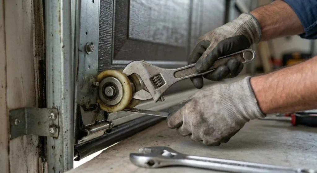 Garage door track and roller repair service
