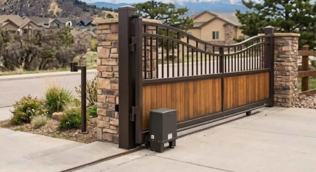 Well-maintained automatic gate protecting a Castle Rock property