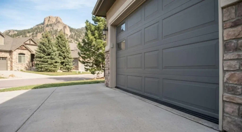 Well-sealed residential garage door protecting a Castle Rock home